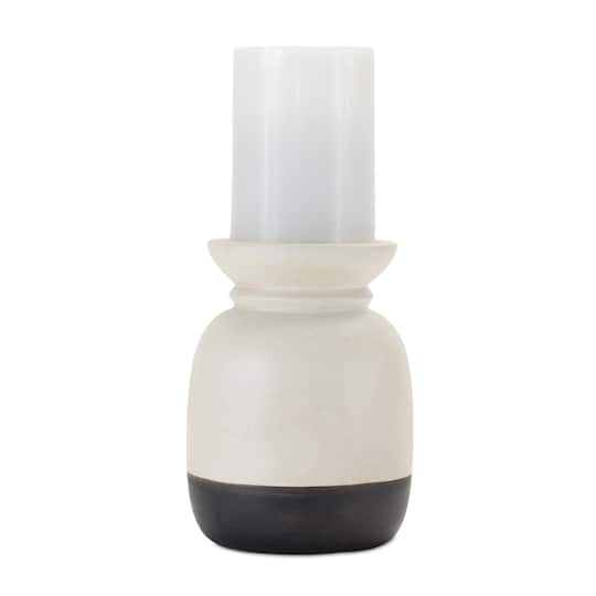 Dual-Tone Ceramic Candle Holder Set, 6.25" & 8.25"